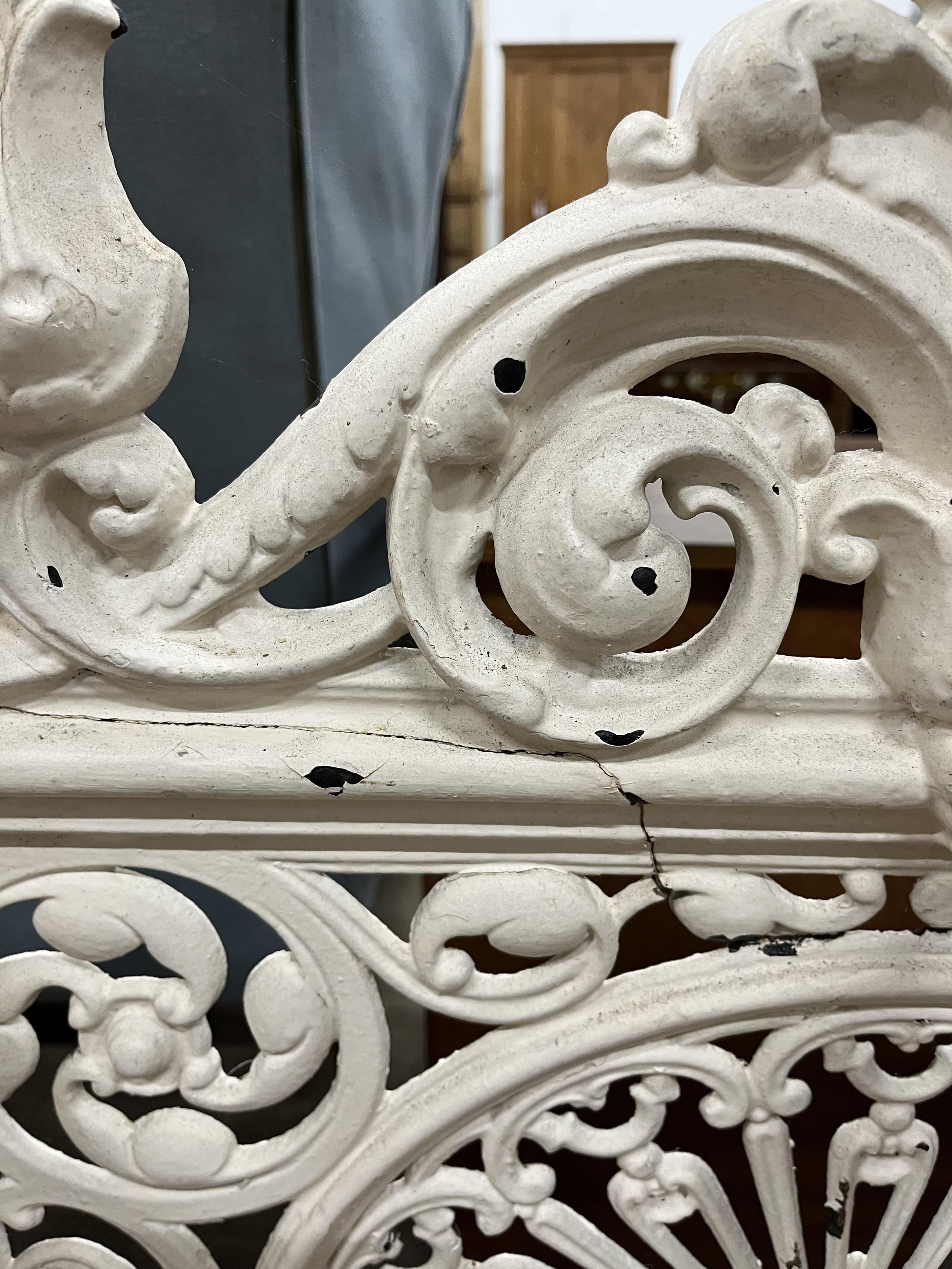 A Victorian painted cast iron hall stand, width 72cm, depth 27cm, height 182cm